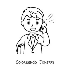 Imagen para colorear de un hombre con traje hablando por teléfono