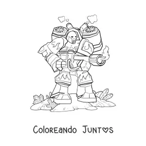 Imagen para colorear de un robot de combate disparando