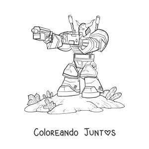 Imagen para colorear de un robot asesino apuntando un arma