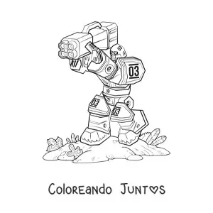 Imagen para colorear de un robot con arma gigante
