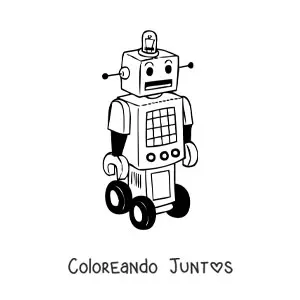 Imagen para colorear de un robot retro con ruedas
