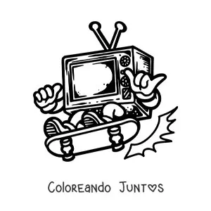 Imagen para colorear de un televisor animado
