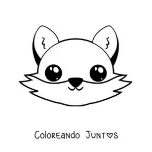 Imagen para colorear de la cara de un zorro kawaii animado