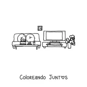 Imagen para colorear de un televisor moderno en la sala de estar