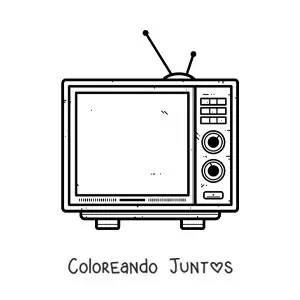 Imagen para colorear de un televisor con antena