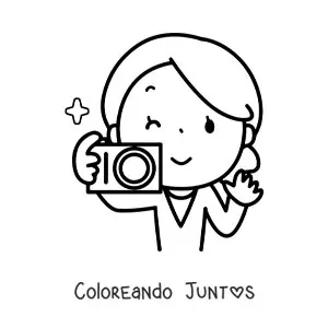 Imagen para colorear de una mujer con una cámara fotográfica