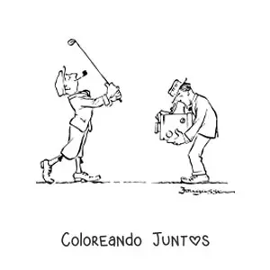 Imagen para colorear de un golfista y una cámara antigua