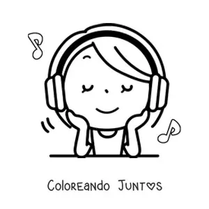 Imagen para colorear de una chica escuchando música