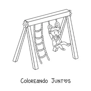 Imagen para colorear de un niño en el parque
