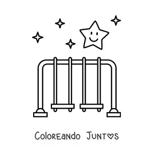Imagen para colorear de dos columpios con una estrella kawaii