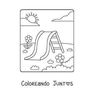 Imagen para colorear de un tobogán en parque infantil