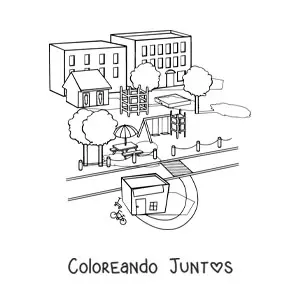 Imagen para colorear de un parque de una escuela