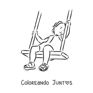 Imagen para colorear de una niña en un columpio