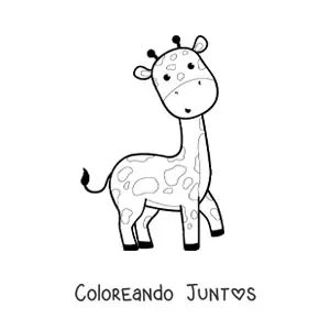 Imagen para colorear de una jirafa kawaii animada sonriente