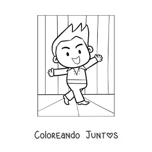 Imagen para colorear de un cantante kawaii en el escenario
