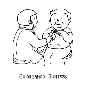 Imagen para colorear de un doctor examinando a un paciente
