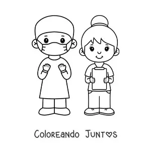 Cirujano y enfermera kawaii