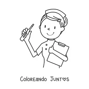 Imagen para colorear de una enfermera kawaii