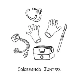 Imagen para colorear de varios instrumentos médicos