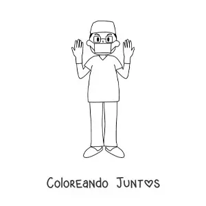 Imagen para colorear de un enfermero con guantes y mascarilla