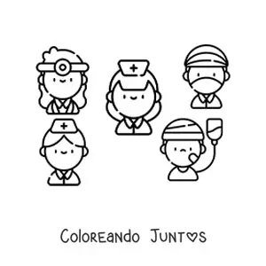 Imagen para colorear de un paciente y el personal médico