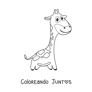 Imagen para colorear de una jirafa animada sonriente