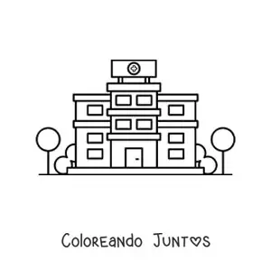 Imagen para colorear de un hospital animado