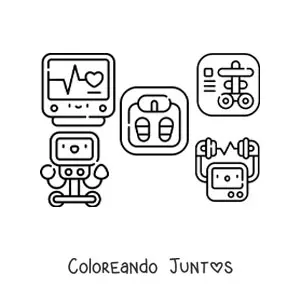 Imagen para colorear de varios elementos del hospital