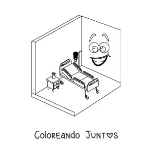 Imagen para colorear de una habitación del hospital animada