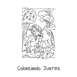 Imagen para colorear de dos caballos animados