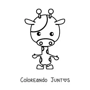 Imagen para colorear de una jirafa animada en dos patas de frente