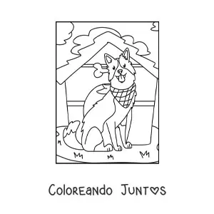 Imagen para colorear de un perro en la granja