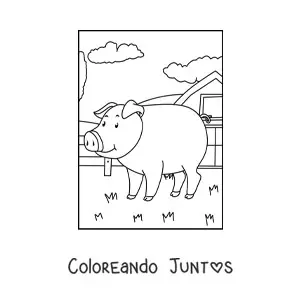 Imagen para colorear de un cerdo en la granja