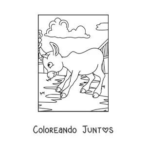 Imagen para colorear de un becerro animado en la granja
