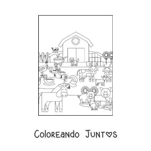 Imagen para colorear de una granja con animales