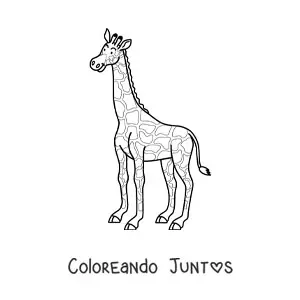 Imagen para colorear de una jirafa mirando hacia la izquierda