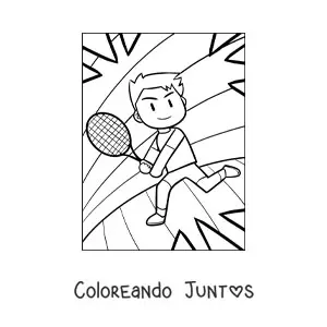 Imagen para colorear de un niño jugando tenis