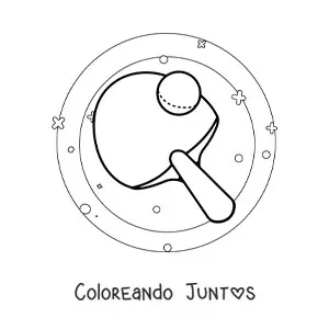 Imagen para colorear de una raqueta y una pelota de tenis de mesa