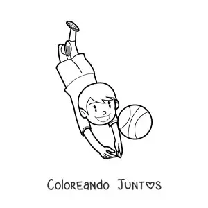 Imagen para colorear de un niño jugando voleibol