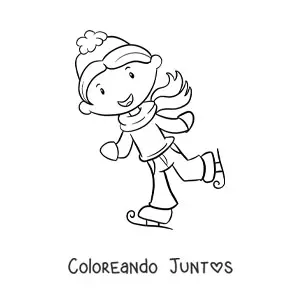 Imagen para colorear de un niño patinando sobre hielo