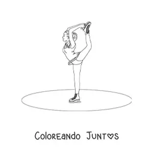 Imagen para colorear de una bailarina de patinaje artístico sobre hielo