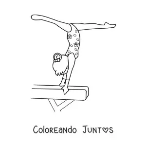 Imagen para colorear de una niña gimnasta en el potro