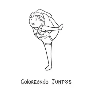 Imagen para colorear de una niña practicando gimnasia rítmica