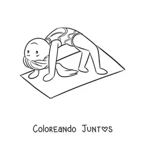 Imagen para colorear de una gimnasta en la colchoneta