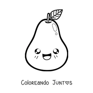 Imagen para colorear de una pera kawaii sonriente