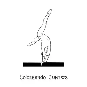 Imagen para colorear de chica gimnasta haciendo ejercicios en el potro