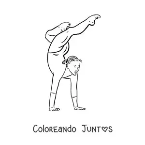 Imagen para colorear de una gimnasta en una posición de gimnasia artística femenina
