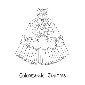 Imagen para colorear de un vestido con lazos