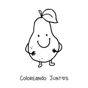 Imagen para colorear de una pera animada con manos y pies sonriendo