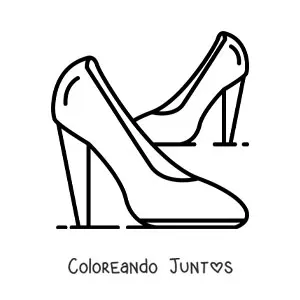 Imagen para colorear de un par de zapatillas de tacón